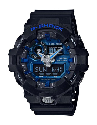 Casio G-Shock Mens Garish Color - Black & Blue - Perforated Band - World Time - GA710-1A2_60e9d2fa-ee27-473f-a457-82c39b2e0707