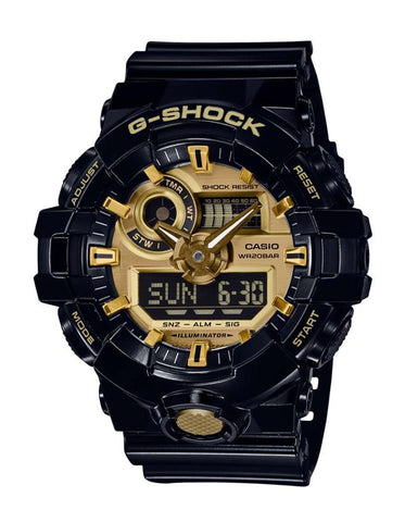 Casio G-Shock Mens Garish Color - Black & Gold - Perforated Band - World Time - GA710GB-1A_935a2e04-a5ac-4767-b448-acffd340c80f