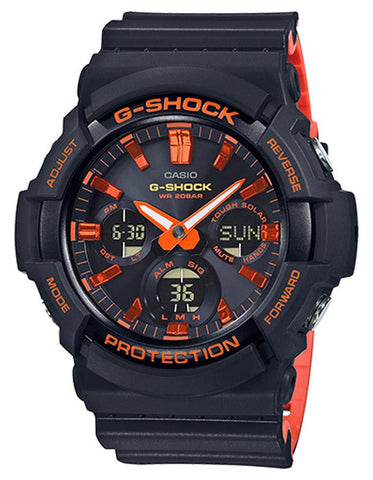 Casio G-Shock Mens GAS100 Series - Analog/Digital - Black & Orange - World Time - GAS100BR-1A