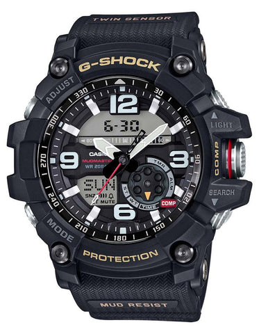 Casio Mens G-Shock Mudmaster - Black Case - Black Strap - Twin Sensor - 200m - GG1000-1A