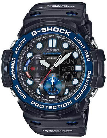 Casio G-Shock Gulfmaster Twin Sensor - Tide Function - Black with Blue Accents - GN1000B-1A