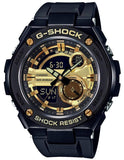 Casio G-Shock G-Steel Analog /Digital - World Time - Black & Gold-Tone - Strap - GST210B-1A9