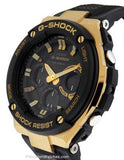 Casio Mens G-Shock G-Steel Solar Watch - Ana-Digi - Gold Accents - Black Strap - GSTS100G-1AA