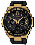 Casio Mens G-Shock G-Steel Solar Watch - Ana-Digi - Gold Accents - Black Strap - GSTS100G-1A