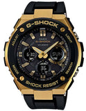 Casio Mens G-Shock G-Steel Solar Watch - Ana-Digi - Gold Accents - Black Strap - GSTS100G-1A