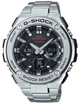 Casio Mens G-Shock G-Steel Solar Watch - Ana-Digi - Black Dial - Stainless Steel - GSTS110D-1A