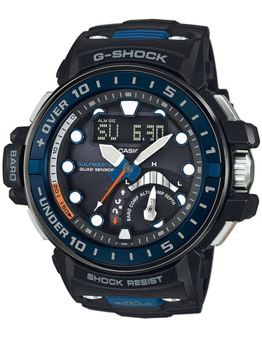 Casio Mens G-Shock Gulfmaster - Black & Blue - Quad Sensor - Solar - 200m - GWNQ1000-1A