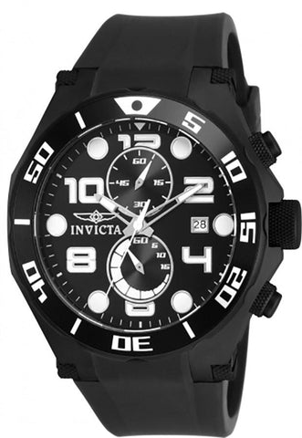 INVICTA Pro Diver Mens Watch - Black Stainless Steel - Polyurethane Strap - INVICTA-15397