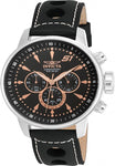 INVICTA S1 Rally Mens Watch - Stainless Steel - Black Leather Strap -Chronograph - INVICTA-16012