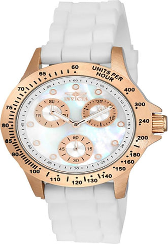 INVICTA Speedway Womens Watch - Rose Gold-Tone - Mother of Pearl Dial - Silicone - INVICTA-21995