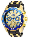 Invicta Mens Pro Diver Chronograph - Gold-Tone - Black Rubber Strap - Date - INVICTA-22343