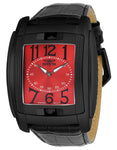 INVICTA Vintage Mens Flip Dial - Black Metal - Red Dial - Black Leather Strap - INVICTA-22389