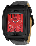 INVICTA Vintage Mens Flip Dial - Black Metal - Red Dial - Black Leather Strap - INVICTA-22389