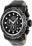 INVICTA Lupah Mens Watch - Black Metal - Chronograph - Black Leather Strap - INVICTA-22485