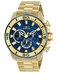 Invicta Mens Pro Diver Chronograph - Gold-Tone - Blue Dial - Bracelet - 100m - INVICTA-22587