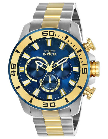 Invicta Mens Pro Diver Chronograph - Two-Tone - Blue Dial - Bracelet - 100m - INVICTA-22591