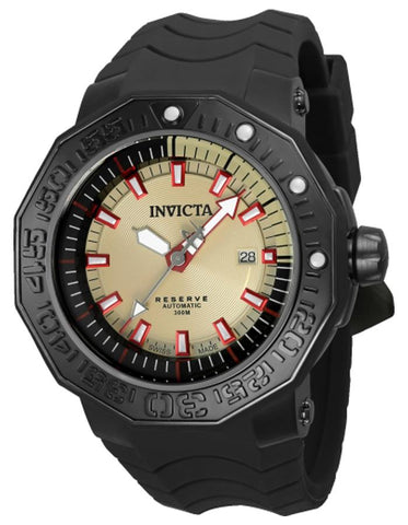 INVICTA Reserve Mens Watch - Black Metal - Champagne Dial - Black Silicone Strap - INVICTA-23033