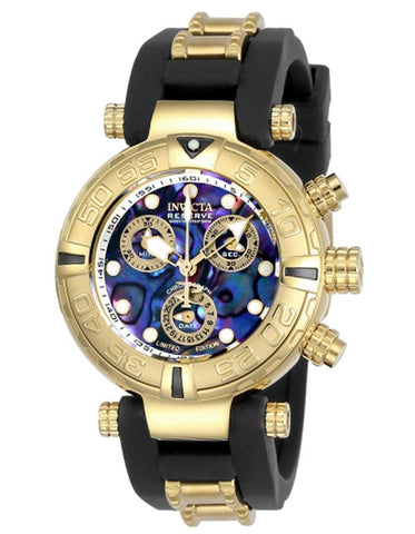 INVICTA Subaqua Womens Watch - Gold-Tone - Blue Abalone - Chronograph - Black - INVICTA-23593