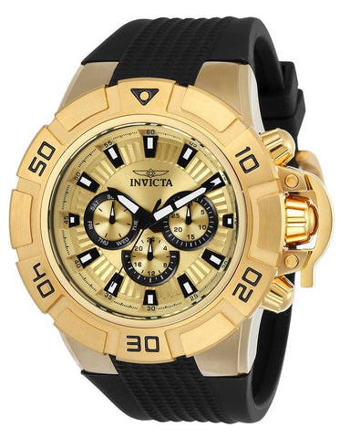 INVICTA I-Force Mens Day / Date Watch - Gold-Tone - Black Silicone Strap - INVICTA-24387