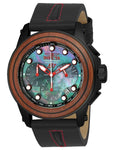 INVICTA S1 Rally Mens Watch - Black Metal - Wooden Bezel - Leather Strap - INVICTA-24412