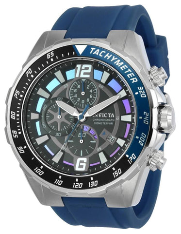 INVICTA Aviator Mens Chronogaph - Black / Blue Dial - Light Blue Silicone Strap - INVICTA-24577