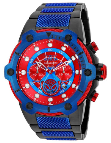 INVICTA Marvel Limited Edition Mens Chronograph- Black & Blue Metal - Spider-Man - INVICTA-25782