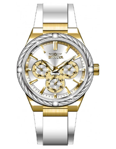 INVICTA Bolt Womens Watch - Gold-Tone Case - Cable Bezel - White Silicone Strap - INVICTA-28913