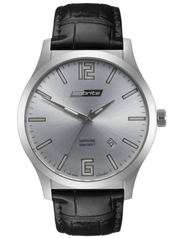 ArmourLite Isobrite Grand Slimline Series - Stainless - Leather Strap - Date - ISO901