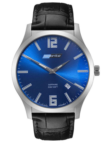 ArmourLite Isobrite Grand Slimline Series - Blue Dial - Black Leather Strap - ISO906