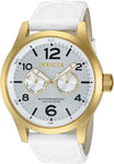 Invicta Mens Specialty - Gold-Tone - Genuine Calf Leather - Silver Dial - Invicta-12174