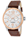 INVICTA I-Force Mens Day/Date - White Dial - Stainless & Rose - Brown Leather - Invicta-13010