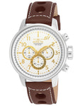 INVICTA S1 Rally Mens Chronograph - Stainless & Gold-Tone - Brown Leather Strap - Invicta-16010