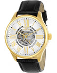 INVICTA Vintage Mens Watch - Automatic - Gold-Tone - Black Leather Strap - Invicta-22568