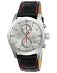 INVICTA Aviator Mens Chronograph - Stainless - Silver Dial - Black Leather Strap - Invicta-22976