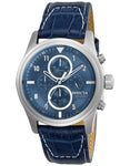 INVICTA Aviator Mens Chronograph - Stainless Steel - Blue Dial & Leather Strap - Invicta-22977