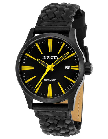 INVICTA I-Force Mens Automatic - Black & Yellow - Woven Leather Strap - Date - Invicta-23779