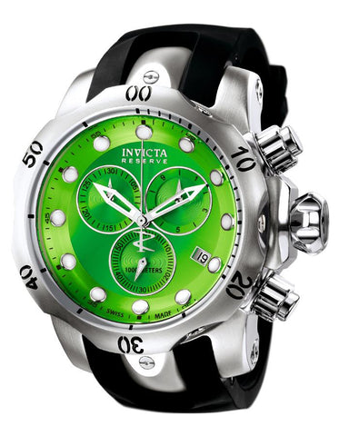 Invicta Mens Reserve Subaqua Venom Chronograph - Green Dial - Black Rubber - Invicta-6105