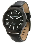 Jorg Gray 1950 Mens Date Watch - Black Steel - Black Dial - Black Leather - JG1950-12