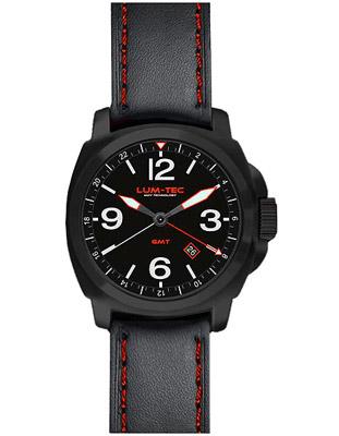 Lum-Tec Mens M-Series GMT Watch - Matte Black w/ Red - 300M Water Resistance - M59