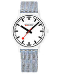 Mondaine Essence Mens Watch - White Case - Cork Lined Fabric Strap - 41mm - MS1.41110.LD_b96989aa-712c-467f-ae1a-0d3fafad9e03