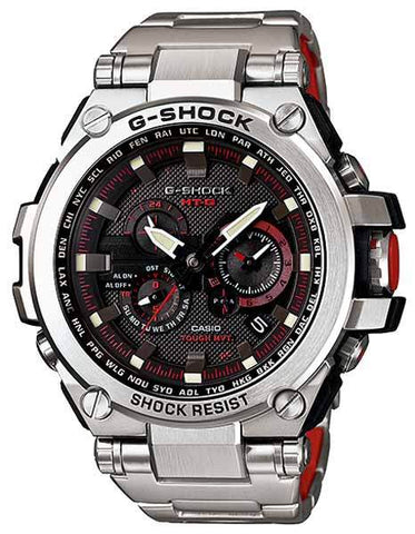 Casio G-Shock Solar Triple-G Atomic - Black Dial - Stainless Steel - Red Accents - MTGS1000D-1A4