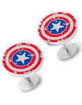 Marvel Captain America Distressed Shield Cufflinks - Fixed Logo Backing - MV-CASD-SLA
