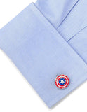 Marvel Captain America Distressed Shield Cufflinks - Fixed Logo Backing - MV-CASD-SLB