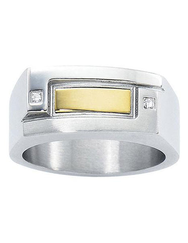 Rio Collection - Stainless Steel&#44; 18k Gold and Diamonds - Ring - NRG-012000