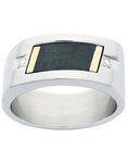 Rome Collection - Stainless Steel&#44; Titanium&#44; and 18k Gold - Ring - NRG-013000