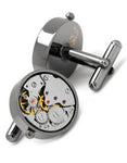 Watch Movement Cufflinks - Vintage Parts - Gun Metal - Bullet Back Closure - OB-20WM-GMA_16aedede-de14-4936-9c02-c22a3544d8b6