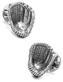 Baseball Glove 3D Cufflinks - Sterling Silver - Baseball Backing Closure - OBS-BSBLGA