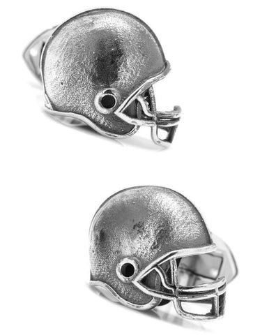 Football Helmet Cufflinks - Sterling Silver - Football Backing Closure - OBS-FTBLH