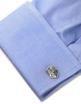 Ox & Bull Shield Cufflinks - Sterling Silver - Round Swivel Back - OBS-SHLDB_e6f987c0-7bf5-4a8e-844b-577d5247750a