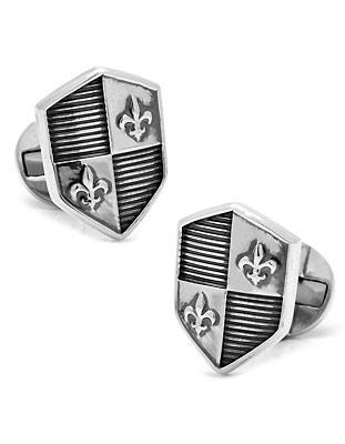 Ox & Bull Shield Cufflinks - Sterling Silver - Round Swivel Back - OBS-SHLD_49ec7539-d9a8-4bc2-a44e-01dfcf5d919e